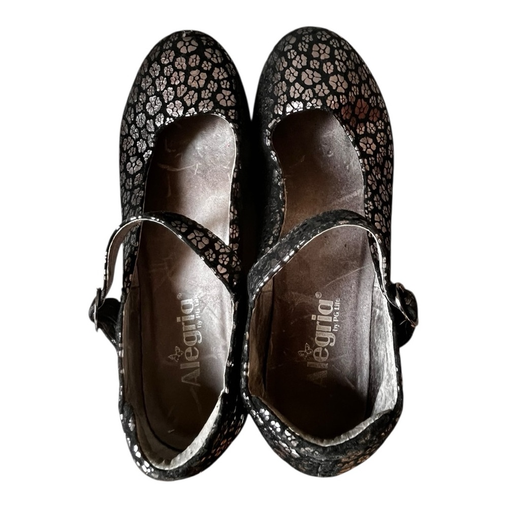 Alegria | Women’s Black‎ Silver Floral Mary Jane Comfort Heels 40 9.5 - 10 - Picture 5 of 10